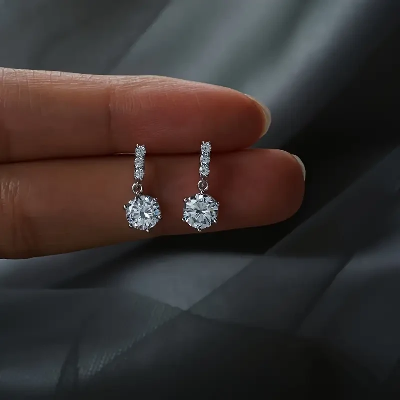 Elegant and Refined Zirconia Earrings  Stylish Pendant Earrings, Delicate and Elegant Ear Studs