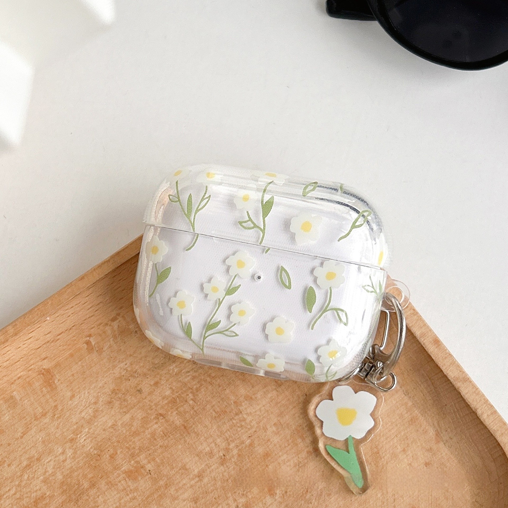 Bluetooth Headset Protective Cover White Floral High Transparent
