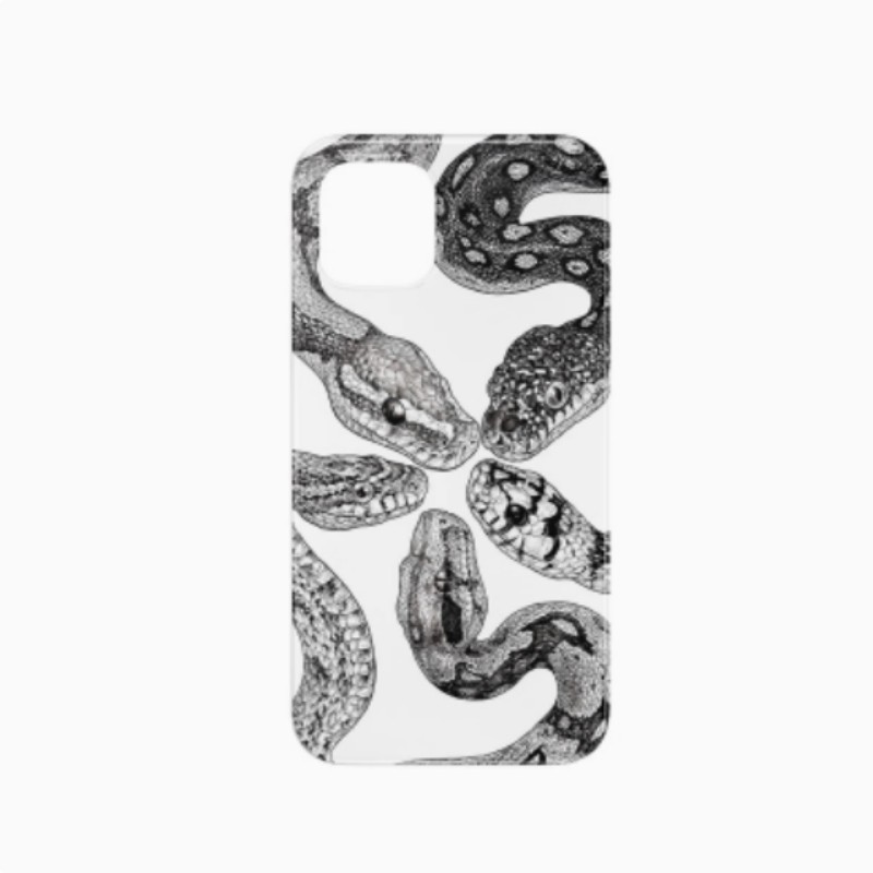 Black And White Niche Retro Python Illustration Phone Case