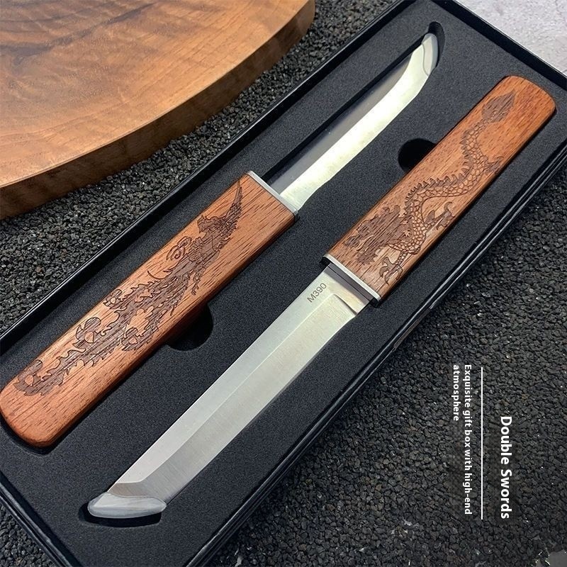 Handmade Portable 2 In 1 Dragon and Phoenix Double Blades