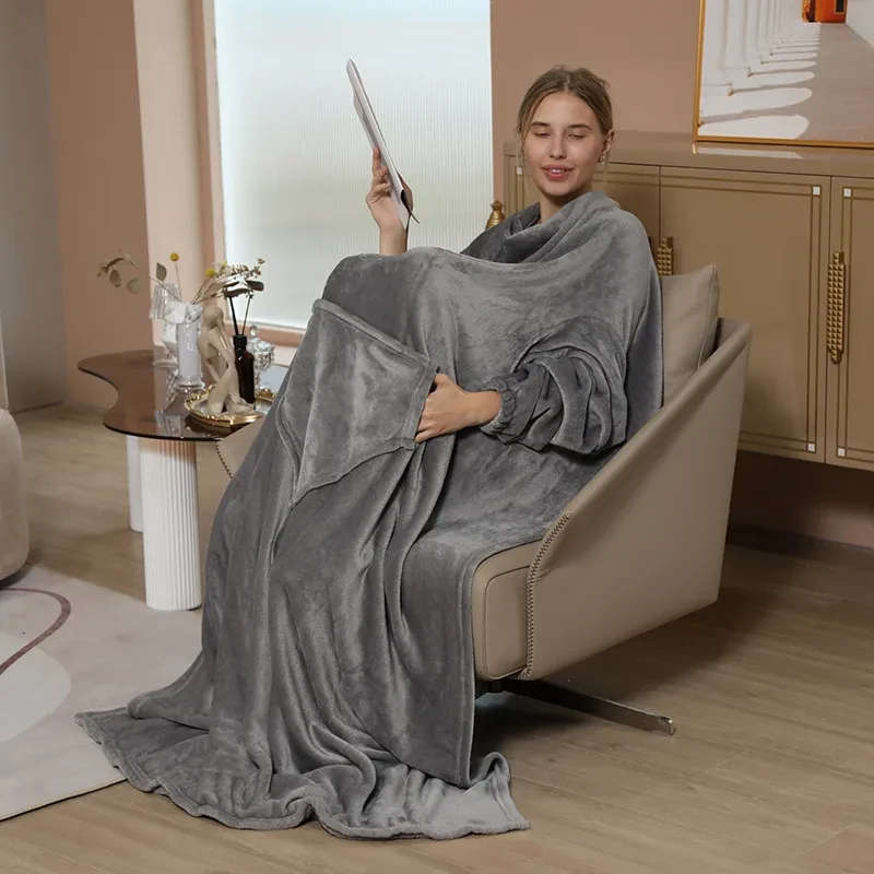 Fleece Blanket with Sleeves