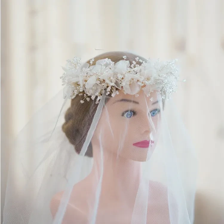 Vintage Beaded Hair Band Forest Flower