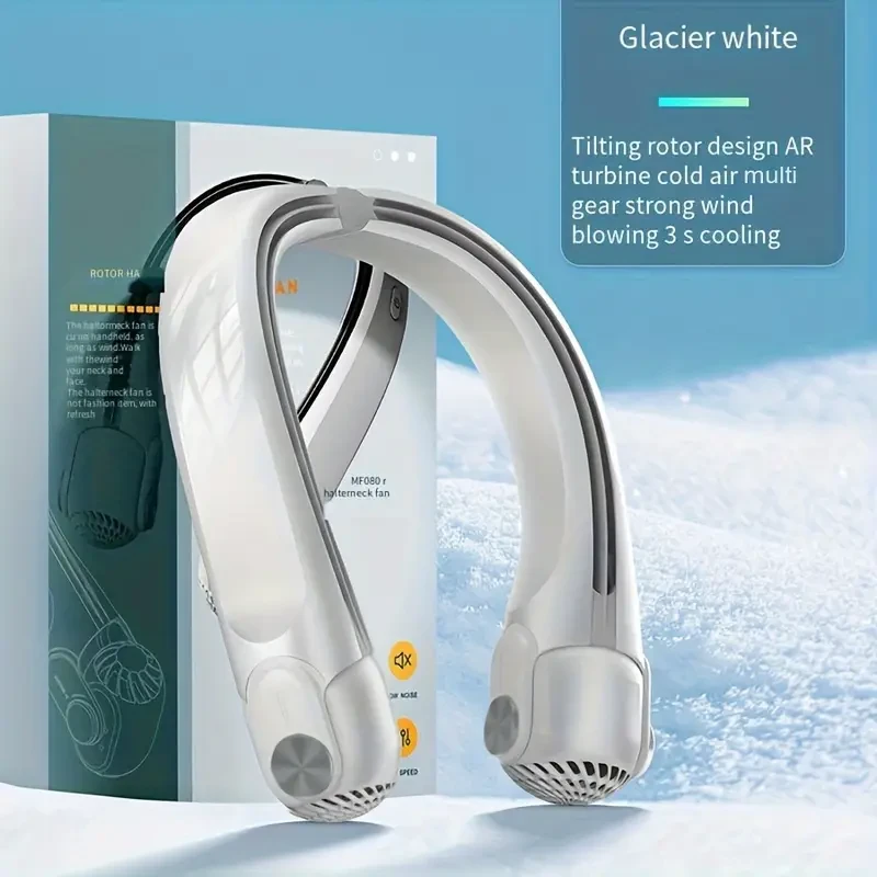 Bladeless Wearable Neck Fan with Rotatable Airflow