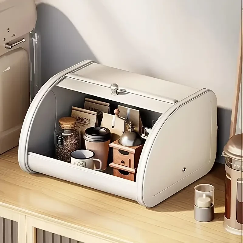 SANDREAM Metal Flip Storage Box Compact Flip-Top Organizer