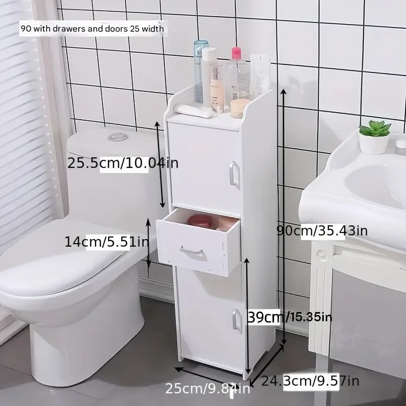 Slim Bathroom PVC Storage Cabinet