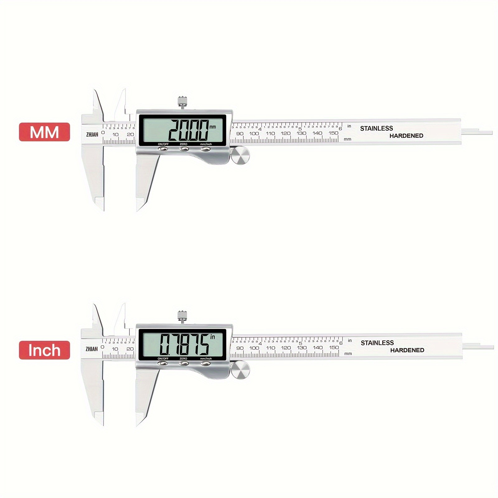 Stainless Steel Digital Caliper with Large LCD Screen and Automatic Closing Function - Measures in Inches and Millimeters (6 Inches /150 Mm) - Accurate and Easy to Use
