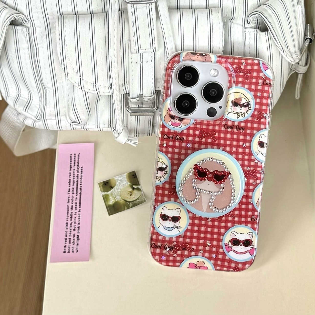 Cartoon Glasses Puppy Spot Drill Phone Case Holder Sets