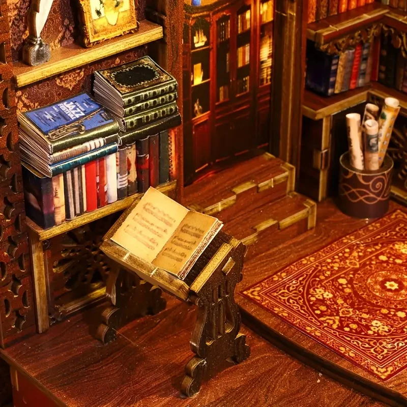 3D Vintage Miniature Bookshelf Scene