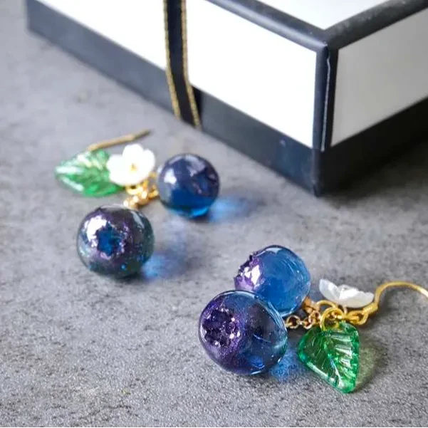Summer Fruit Blueberry 925 Silver Earrings