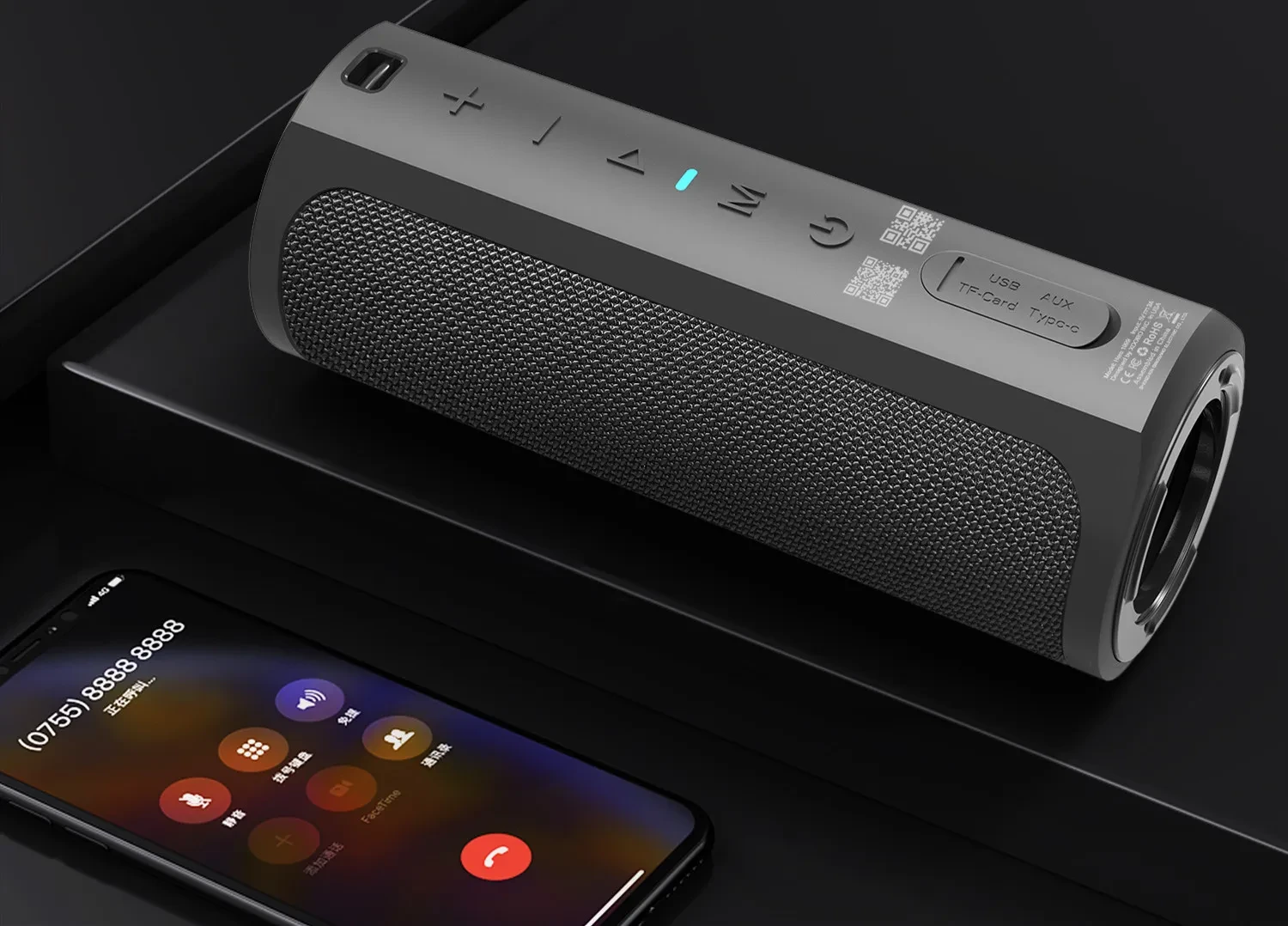 Outdoor Portable Waterproof Speaker With Metal Surround Speakers