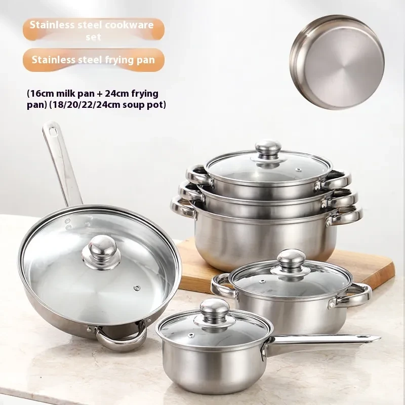 Color Stainless Steel Pot Kitchen Non-stick Pan Suit