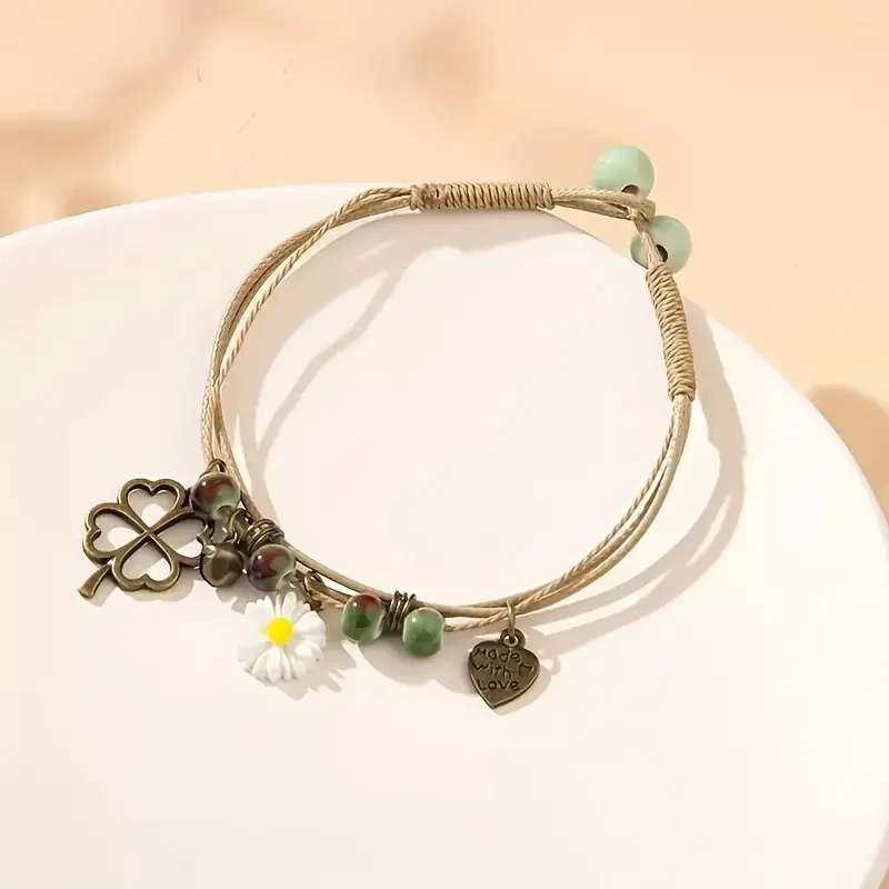 Vintage Boho Adjustable Woven Bracelet for Women: A Heartfelt Symbol of Love and Charm