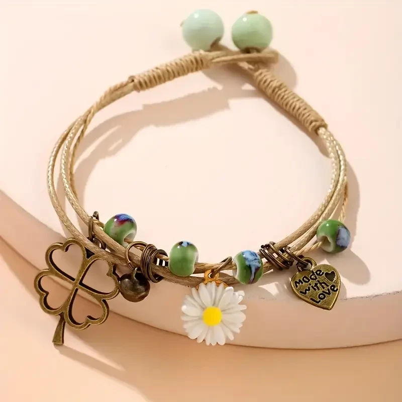 Vintage Boho Adjustable Woven Bracelet for Women: A Heartfelt Symbol of Love and Charm