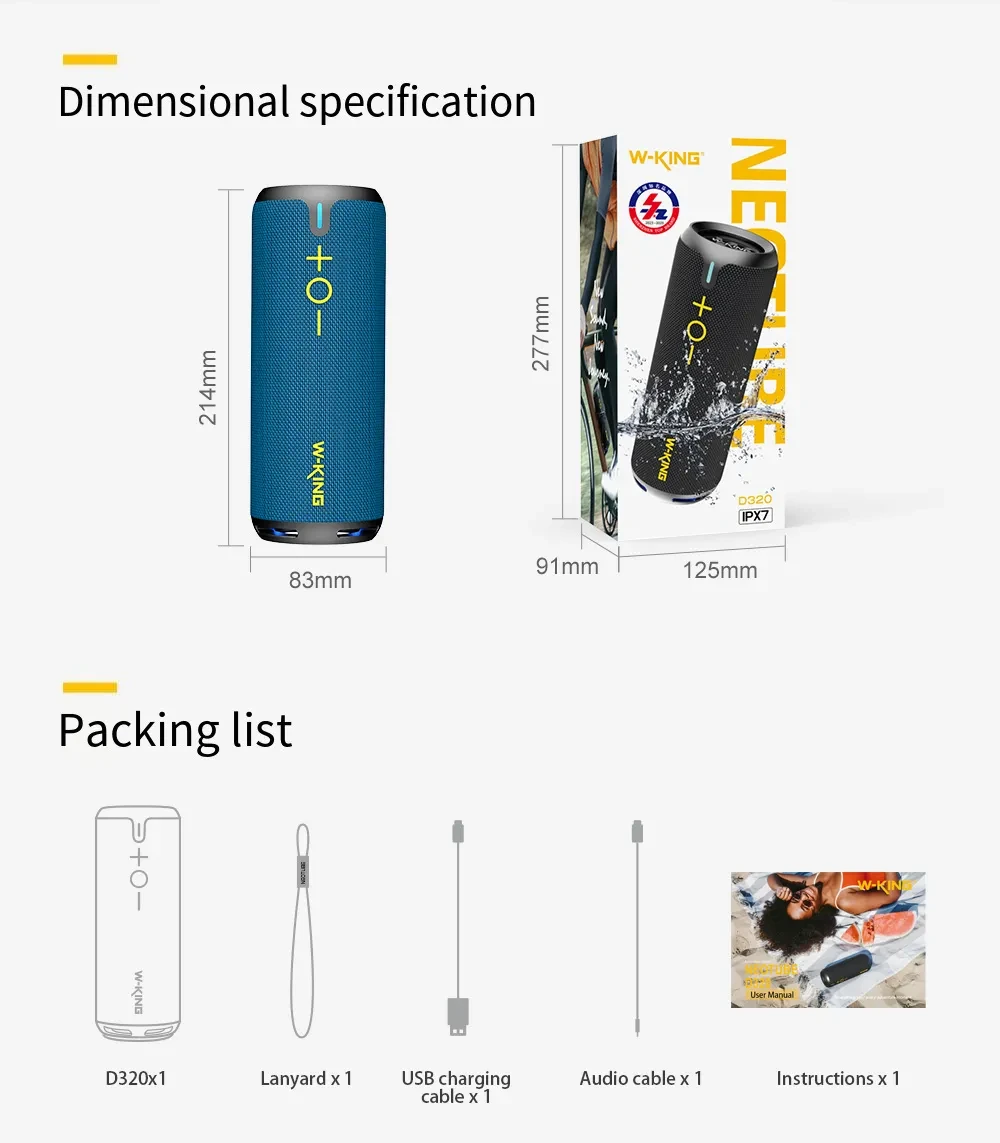 Wireless Bluetooth Audio Dust-proof Waterproof Charging Long Battery Life Portable Cool