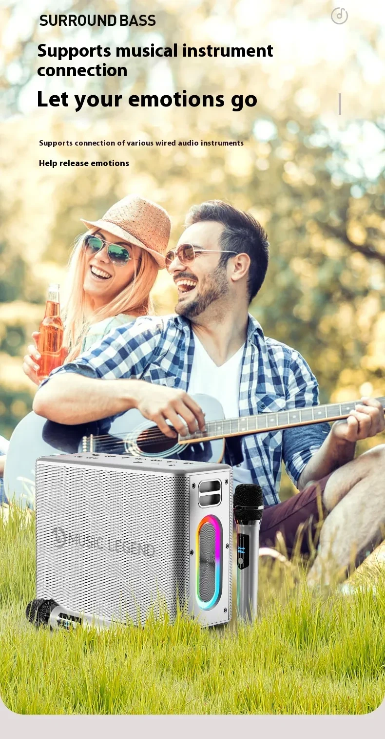 High-power Outdoor Karaoke Bluetooth Audio Mobile Karaoke With Microphone Sound Card