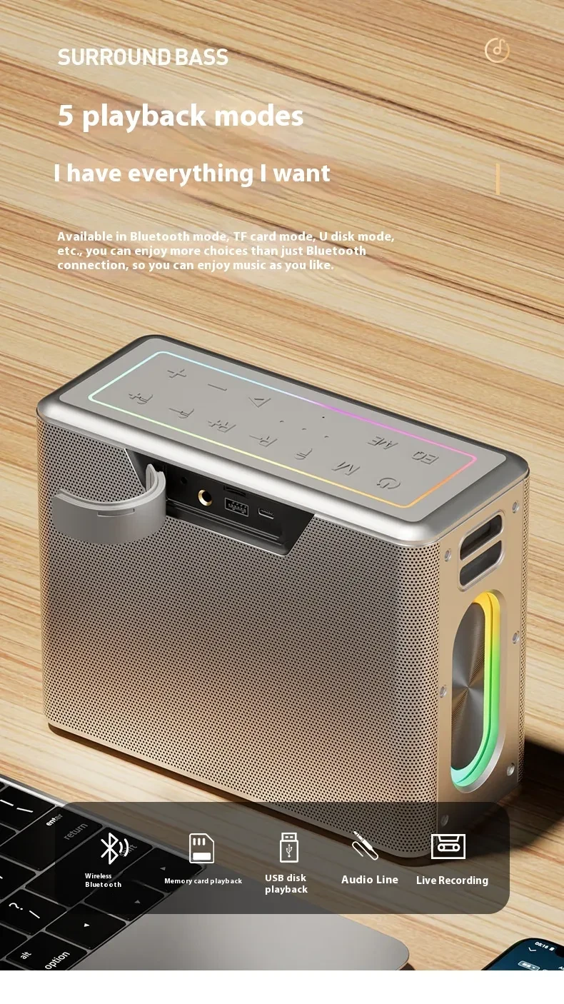 High-power Outdoor Karaoke Bluetooth Audio Mobile Karaoke With Microphone Sound Card