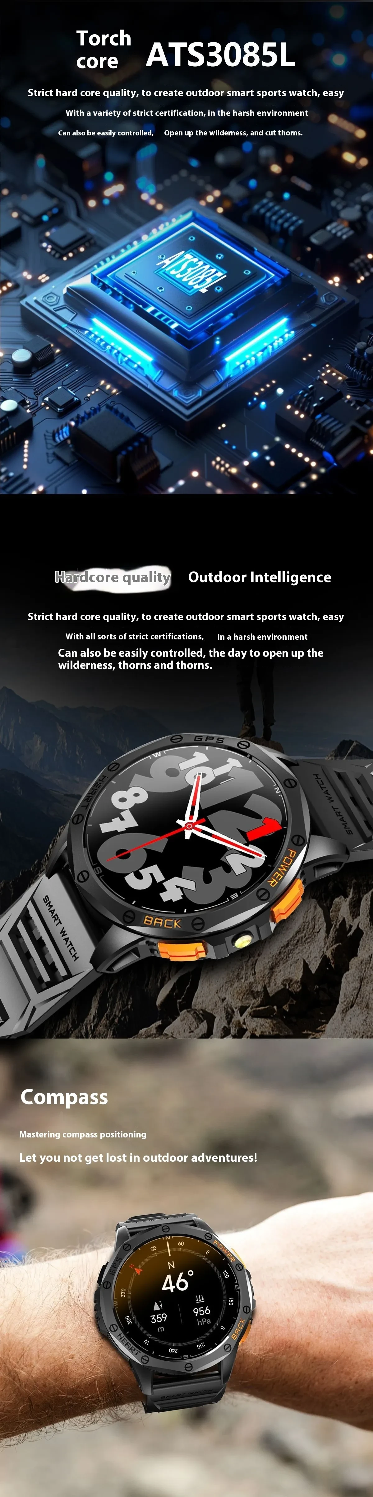 K67 Bluetooth Calling Compass AMOLED Smart Watch