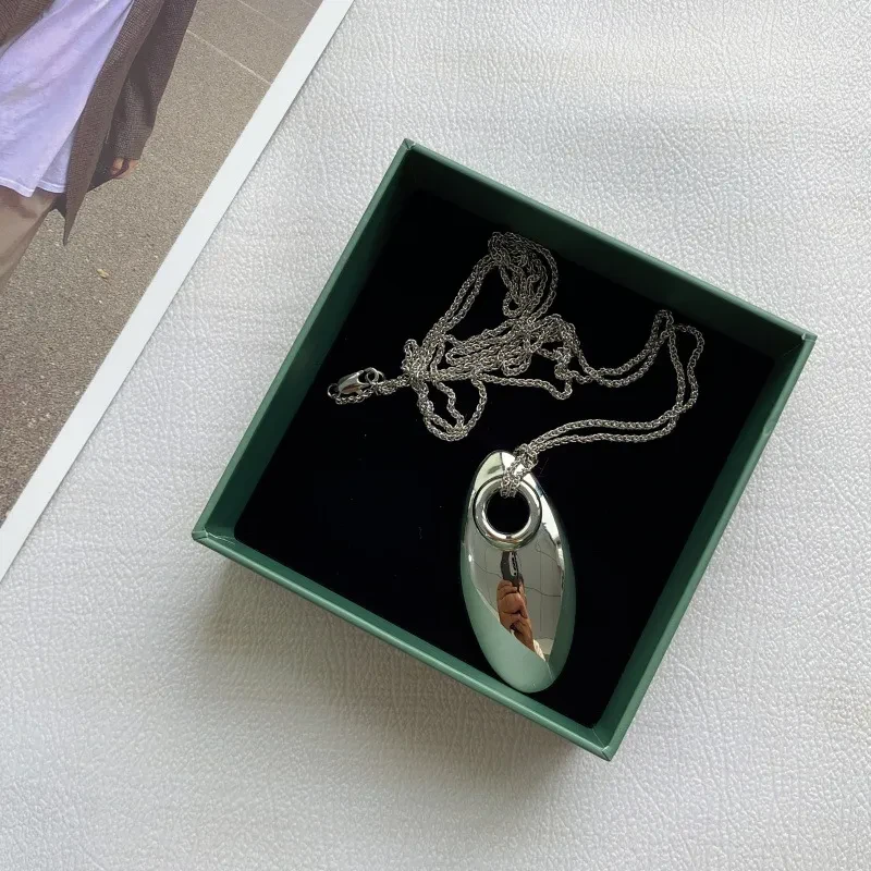 Silver Necklace Long Water Drop Pendant Necklace