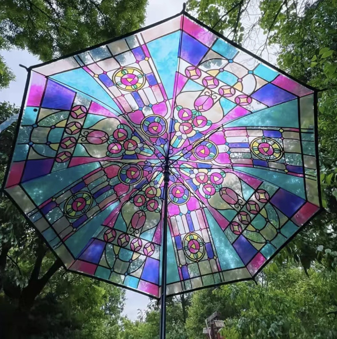 Vintage Stained Automatic Umbrella