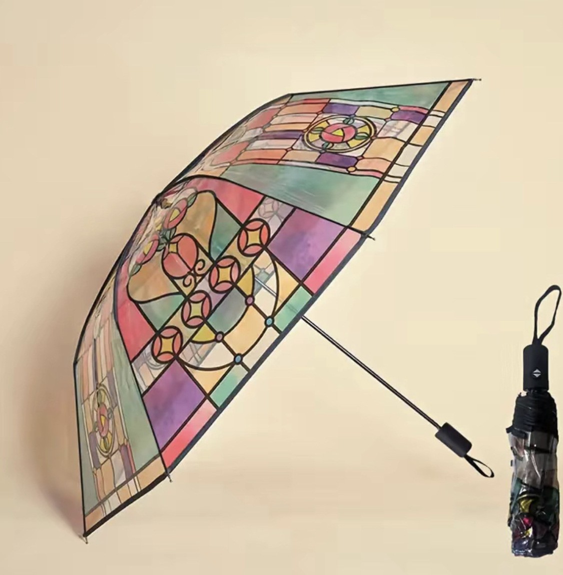 Vintage Stained Automatic Umbrella
