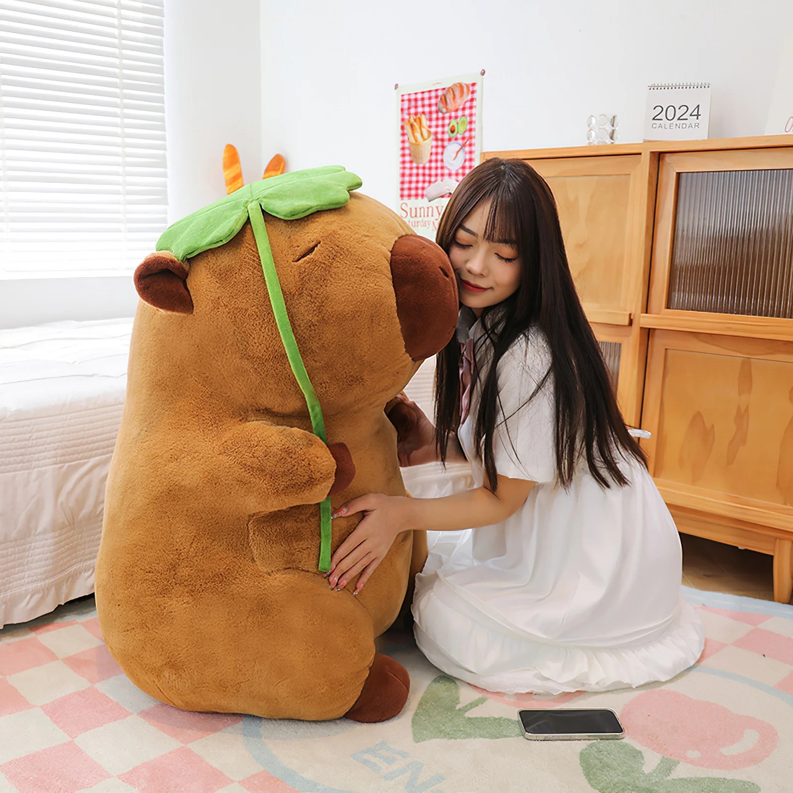 Cartoon Lotus Leaf Capybara Plush Toy