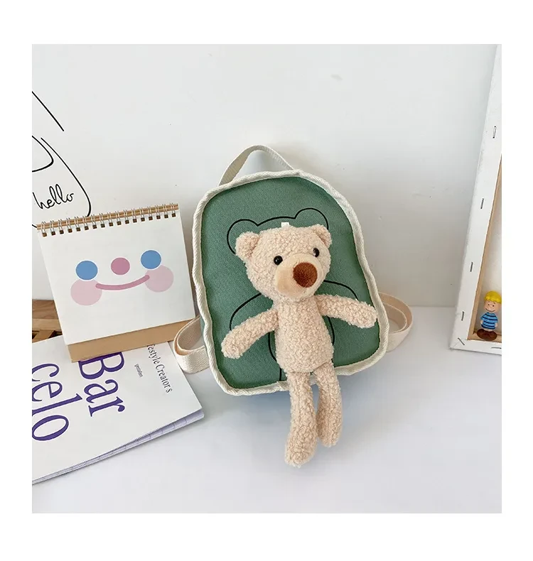 Cute Bear Doll Mini Canvas Kindergarten Backpack