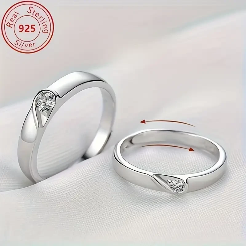 Elegant French Style 0.5-Carat Moissanite Couple Ring  A Timeless Statement of Love