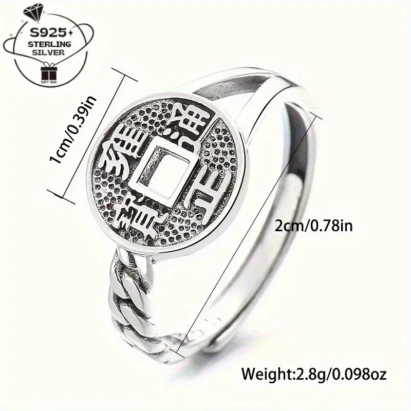 Vintage-Inspired 925 Sterling Silver Coin Ring  A Timeless Blend of Tribal Elegance and Everyday Versatility