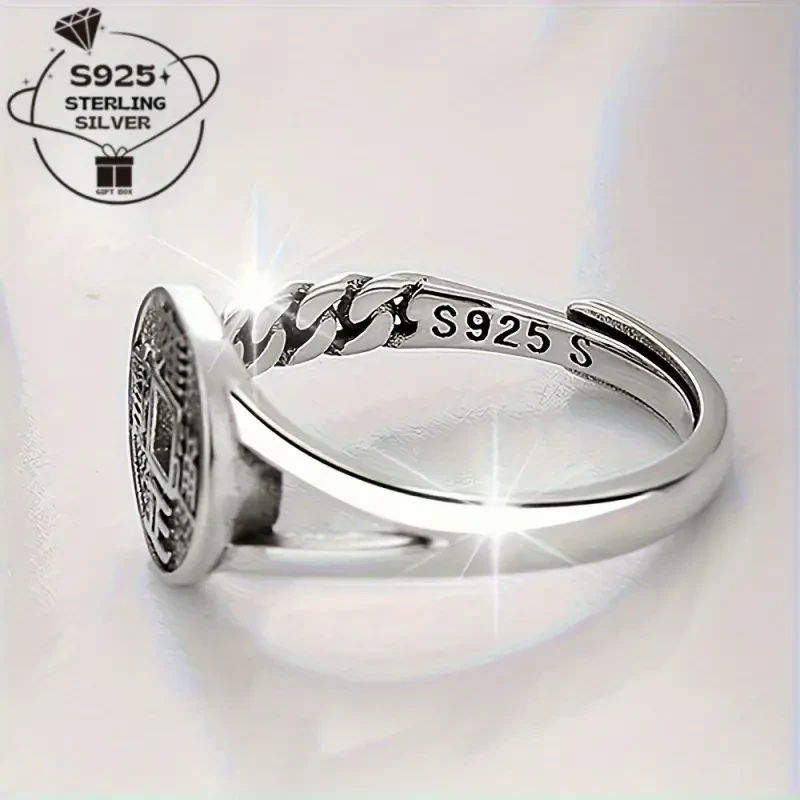 Vintage-Inspired 925 Sterling Silver Coin Ring A Timeless Blend of Tribal Elegance and Everyday Versatility