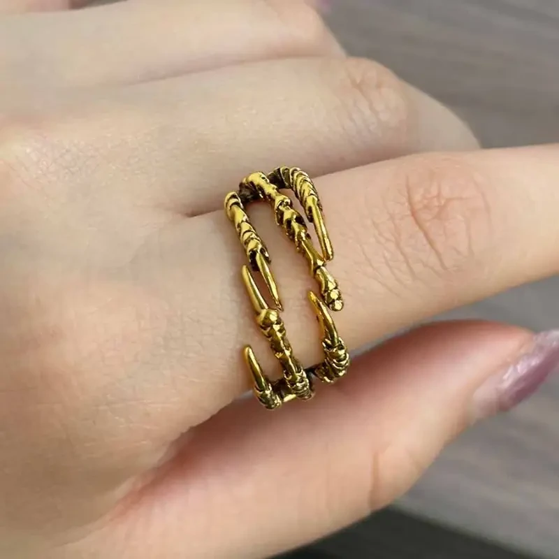 Adjustable Gothic Dragon Claw Ring  Fierce Fashion for Bold Spirits