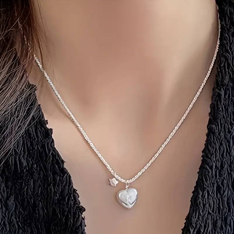 925 Sterling Silver Heart Shaped Beaded Pendant Necklace A Timeless Symbol of Love and Grace