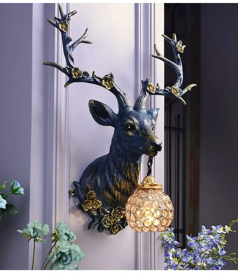 Lucky Antlers Wall Lamp Vintage Ornament Wall Lamp