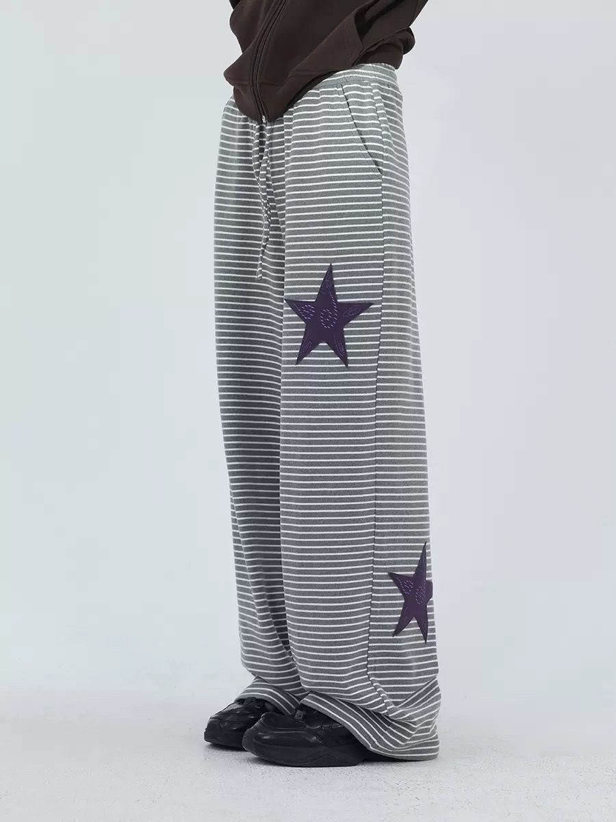 Double-sided Velvet Straight Loose Striped Autumn And Winter Trousers