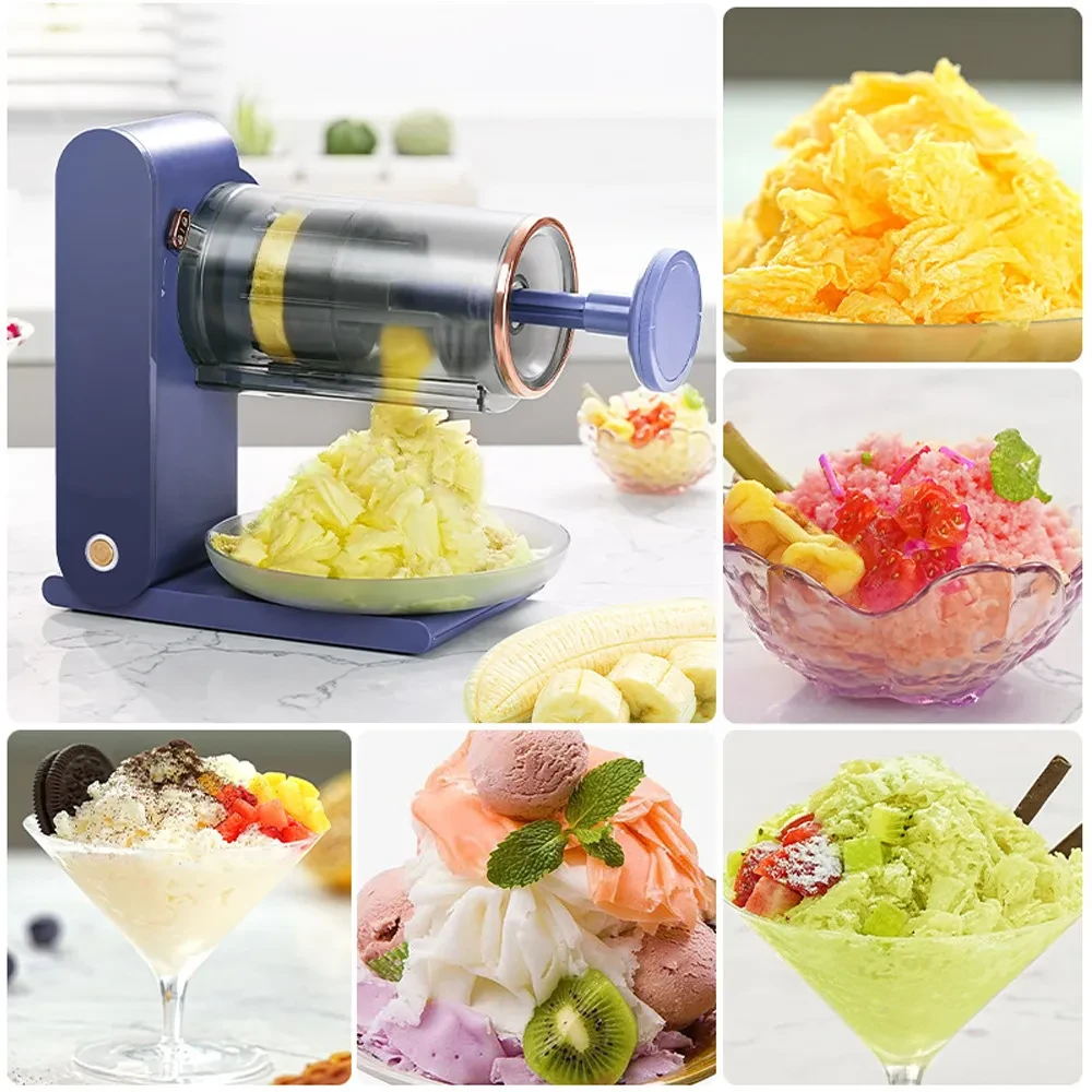 Ice Shaver Automatic Rechargeable Crushing Ice Crusher Electric Snow Cone Mud Crushing Machine