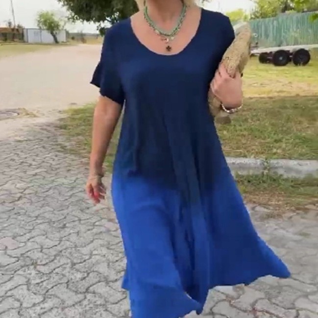 Korean Style Sense Of Design Gradient Mid-length Dress