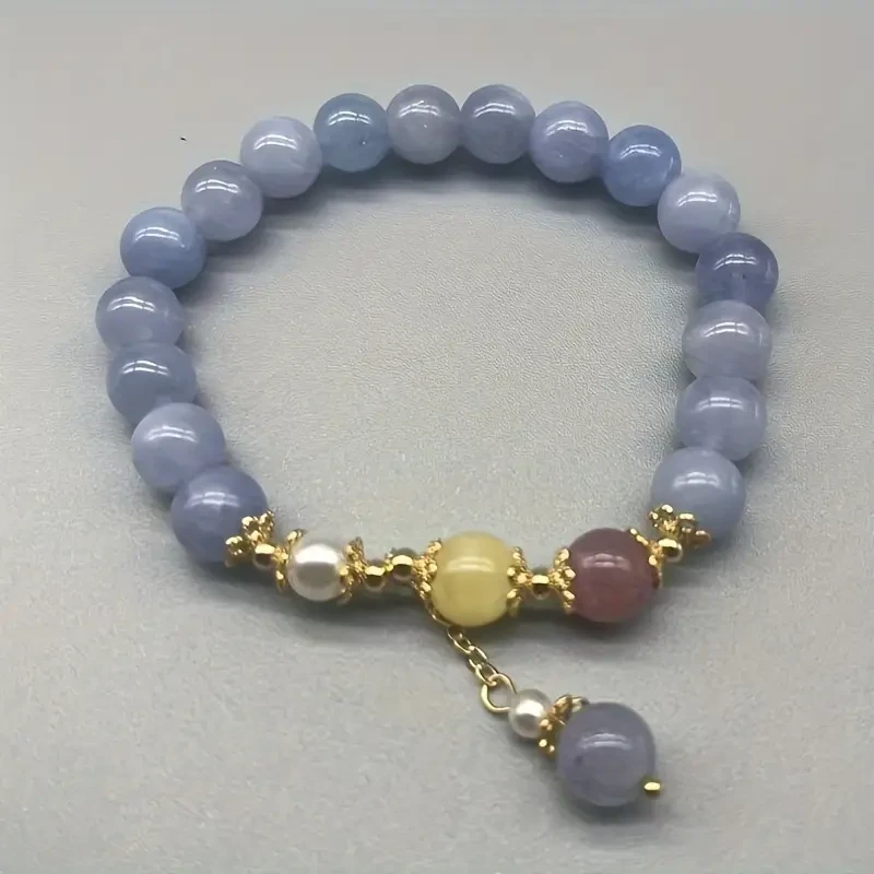 Natural Aquamarine & Beads Bracelet with Golden-Tone Accents  Bohemian Elegance for Every Occasion