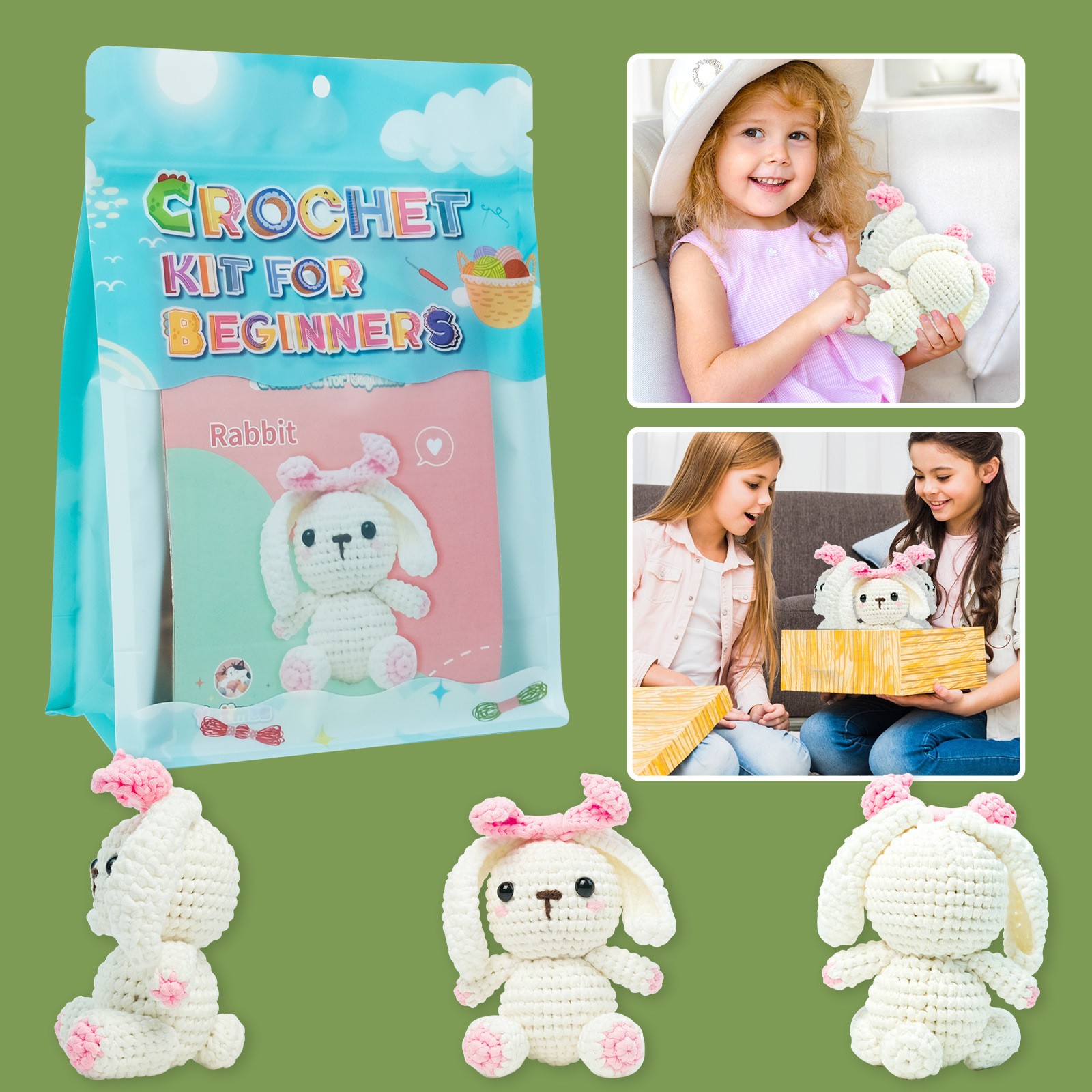 Lop Eared Rabbit Wool DIY Suit Simple Crochet Doll