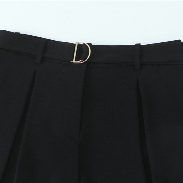 With Belt Pleated Casual Shorts