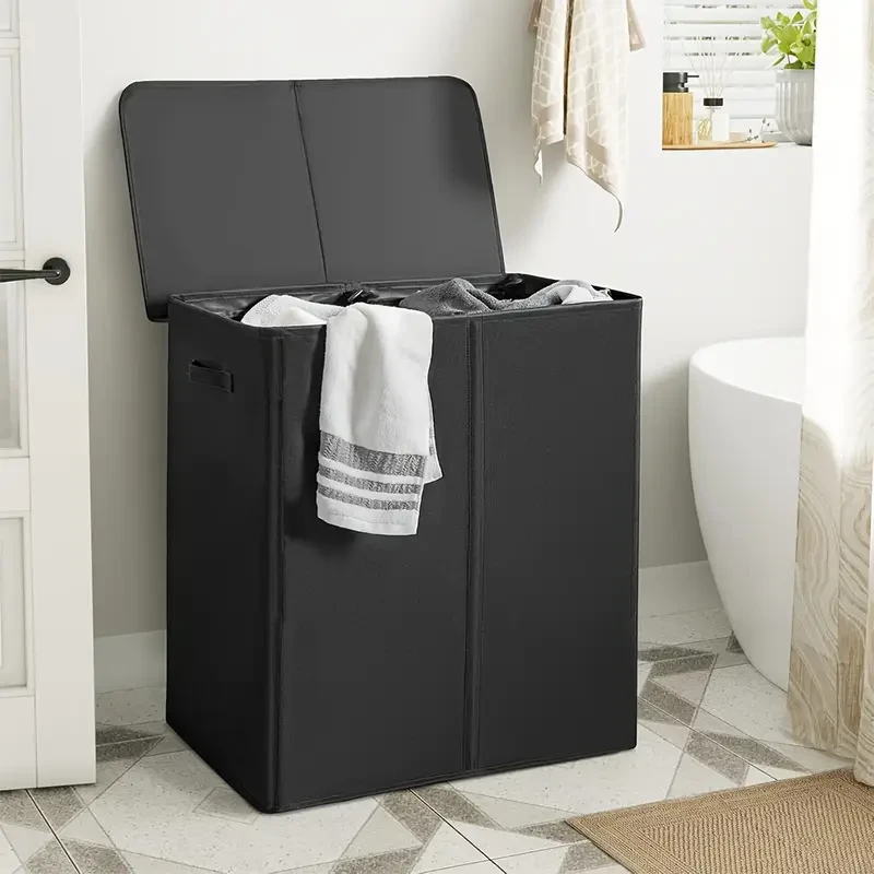 Double Laundry Hamper with Lid