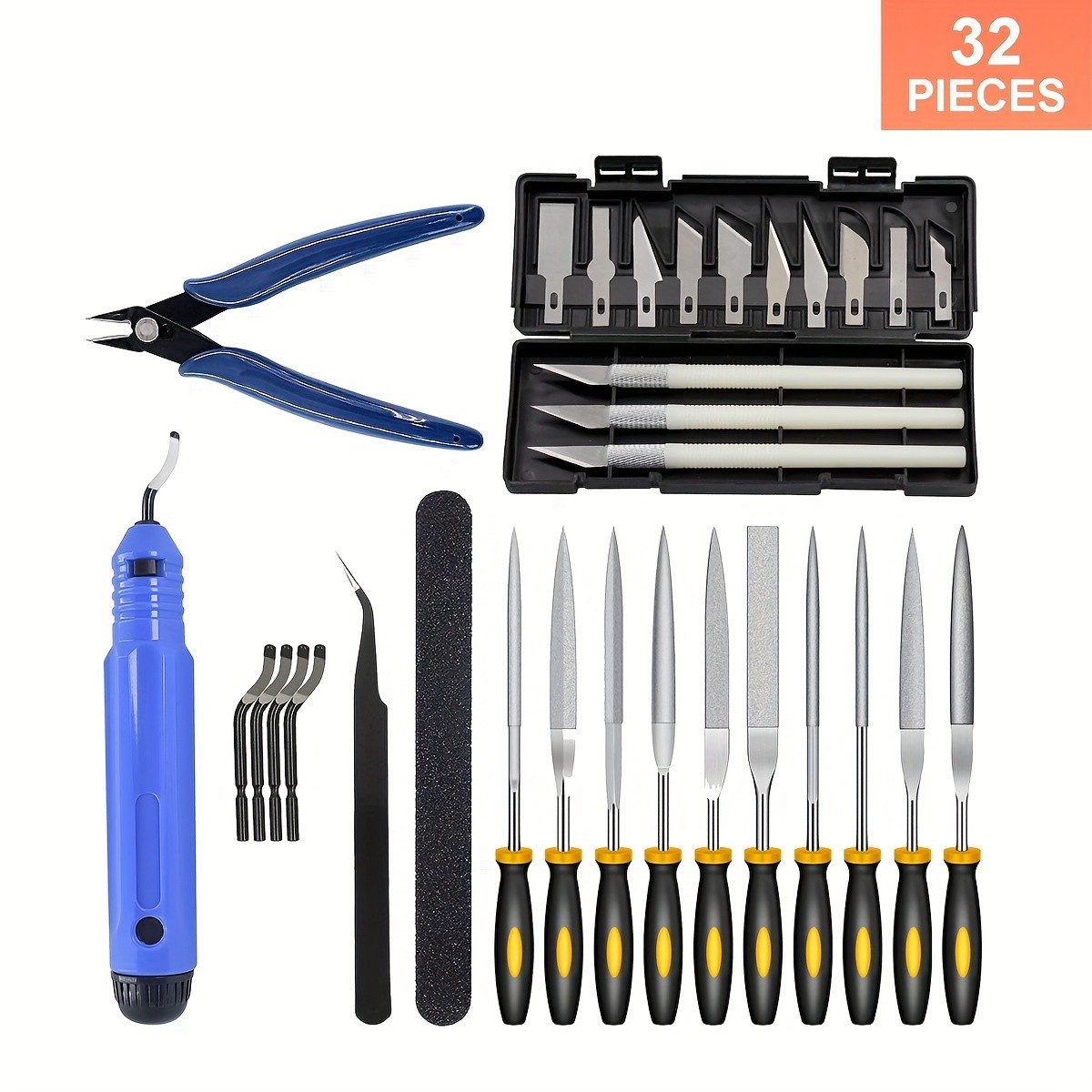 32pcs Ultimate 3D Printing Tool Kit  Debur, Clean, Finish, and Print with Ease  Includes Essential Accessories for Perfect 3D Prints