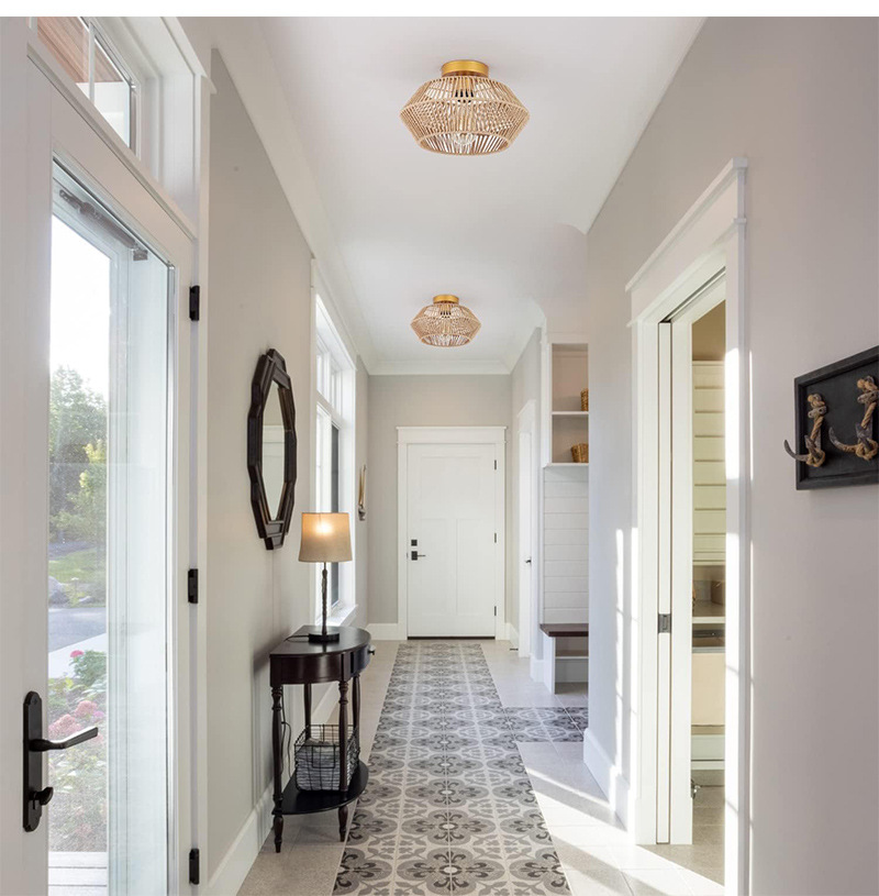 Living Room Bedroom Dining Room Bed Hemp Rope Lamp