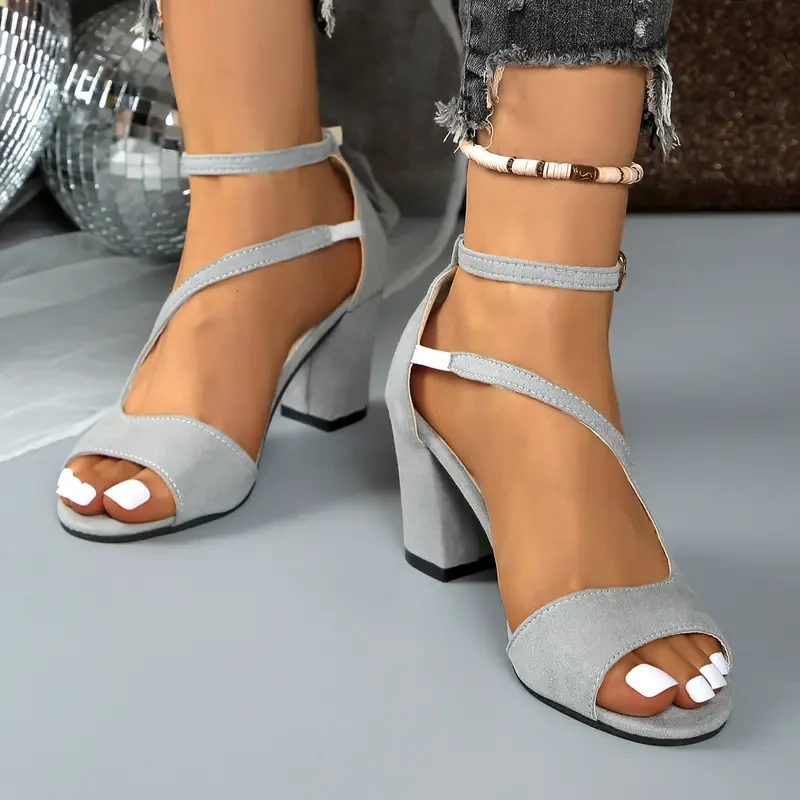 Gray Strappy Heels