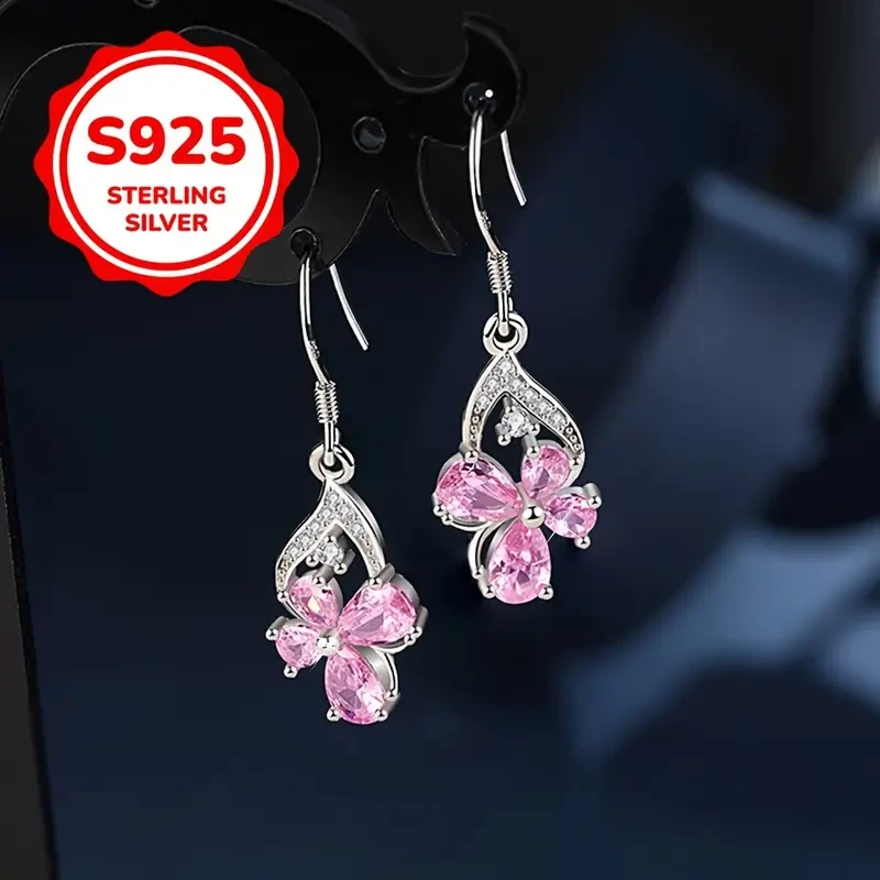 2pcs 925 Sterling Silvery Fashion Butterfly Dance Long Earrings Perfect for Daily Wear or Parties, Exquisite Gift
