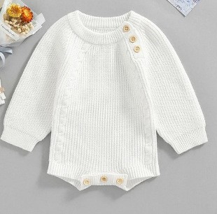 Solid Color Long Sleeve One-piece Sweater Keep Baby Warm Romper Romper