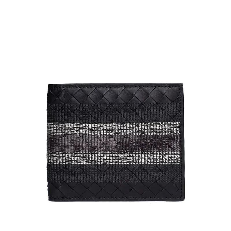 Woven Wallet Men'S Short Leather Lovers New Folding Wallet Men'S Wallet