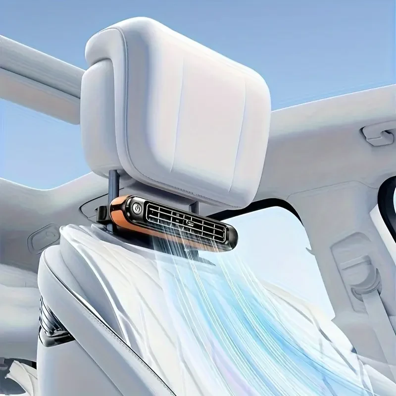2024 Portable Car Seat Fan with USB Power - Adjustable 3-Speed Leafless Cooling Fan