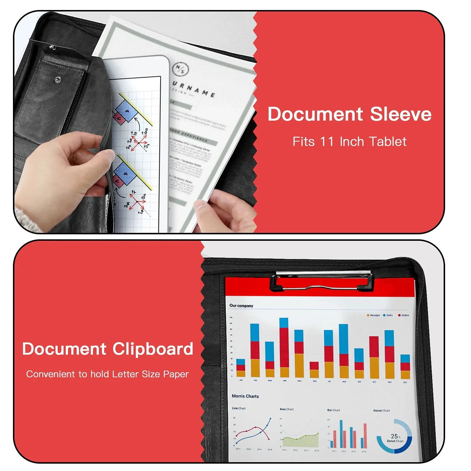 Leather zip folder a4