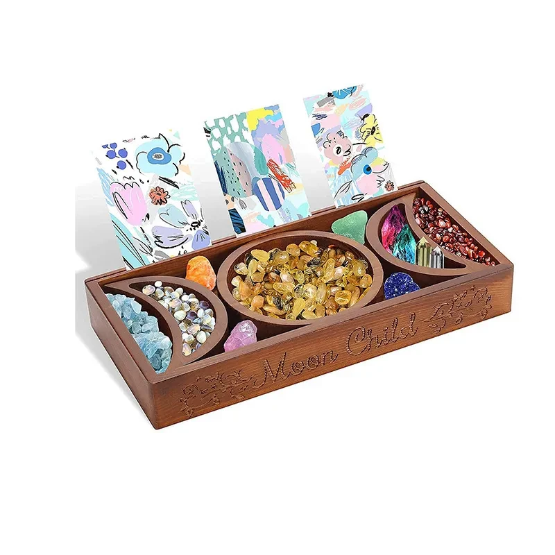 Moon Tray Holder Crystal Box Wooden Crafts