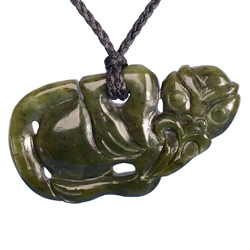 Jade Side Hanging Tiki Pendant