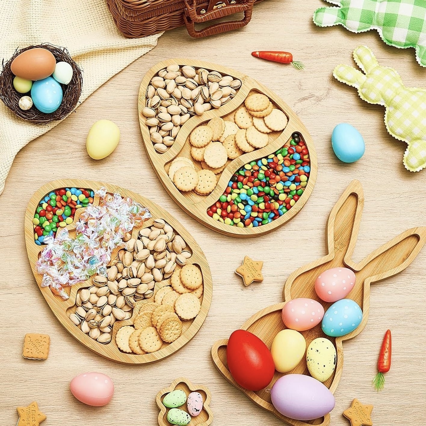 Snack Dish Home Kitchen Dried Fruit Plate Bamboo Products